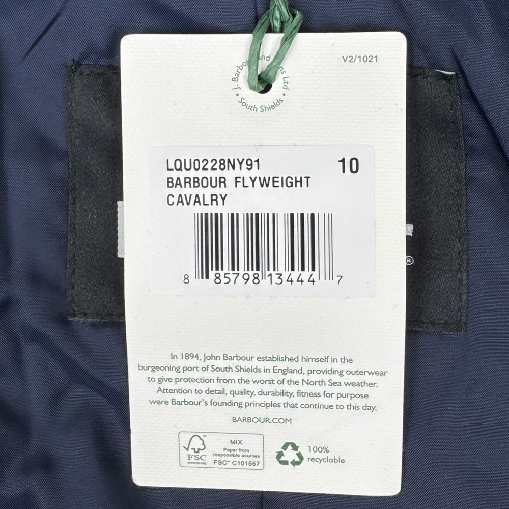 Barbour Flyweight Calvary Quilted Jacket Navy Size 6 (UK 10) NWT - Picture 10 of 13